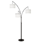 Lampadaire LED arqué à 3 lumières, dimmable, moderne, noir, haut.