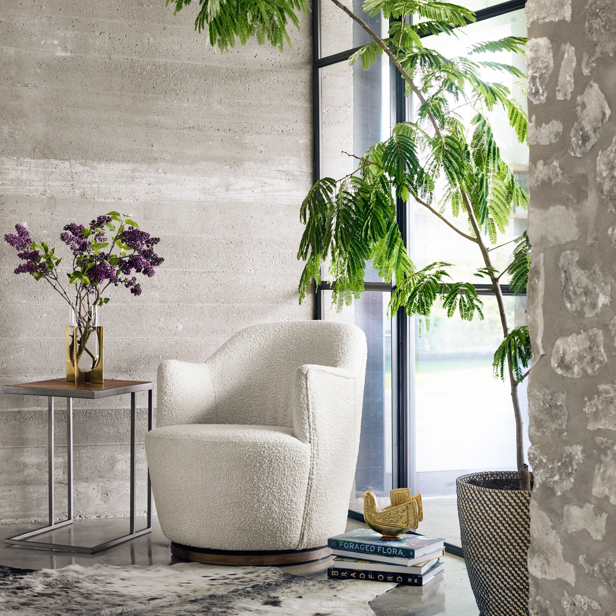 Fauteuil pivotant Aurora de Four Hands, coloris Knoll Natural