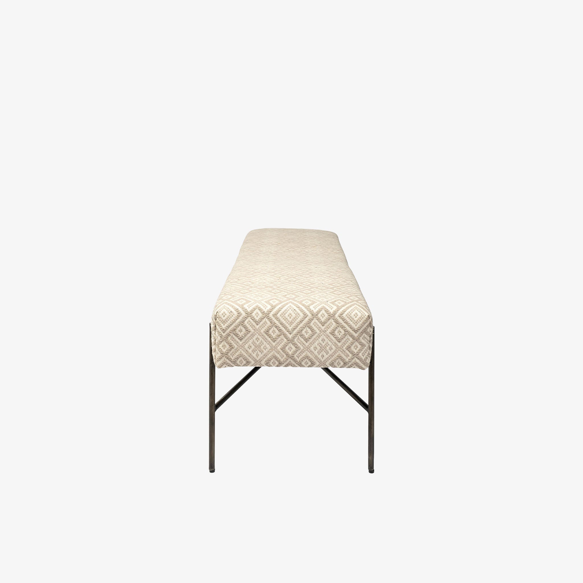 Banc rembourré de style Kilim Averill couleur crème