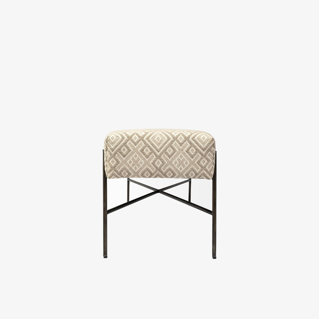 Banc rembourré de style Kilim Averill couleur crème