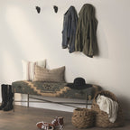 Banc rembourré Averil de style Kilim couleur ardoise