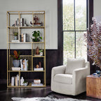 Fauteuil pivotant Four Hands Banks en cambric ivoire