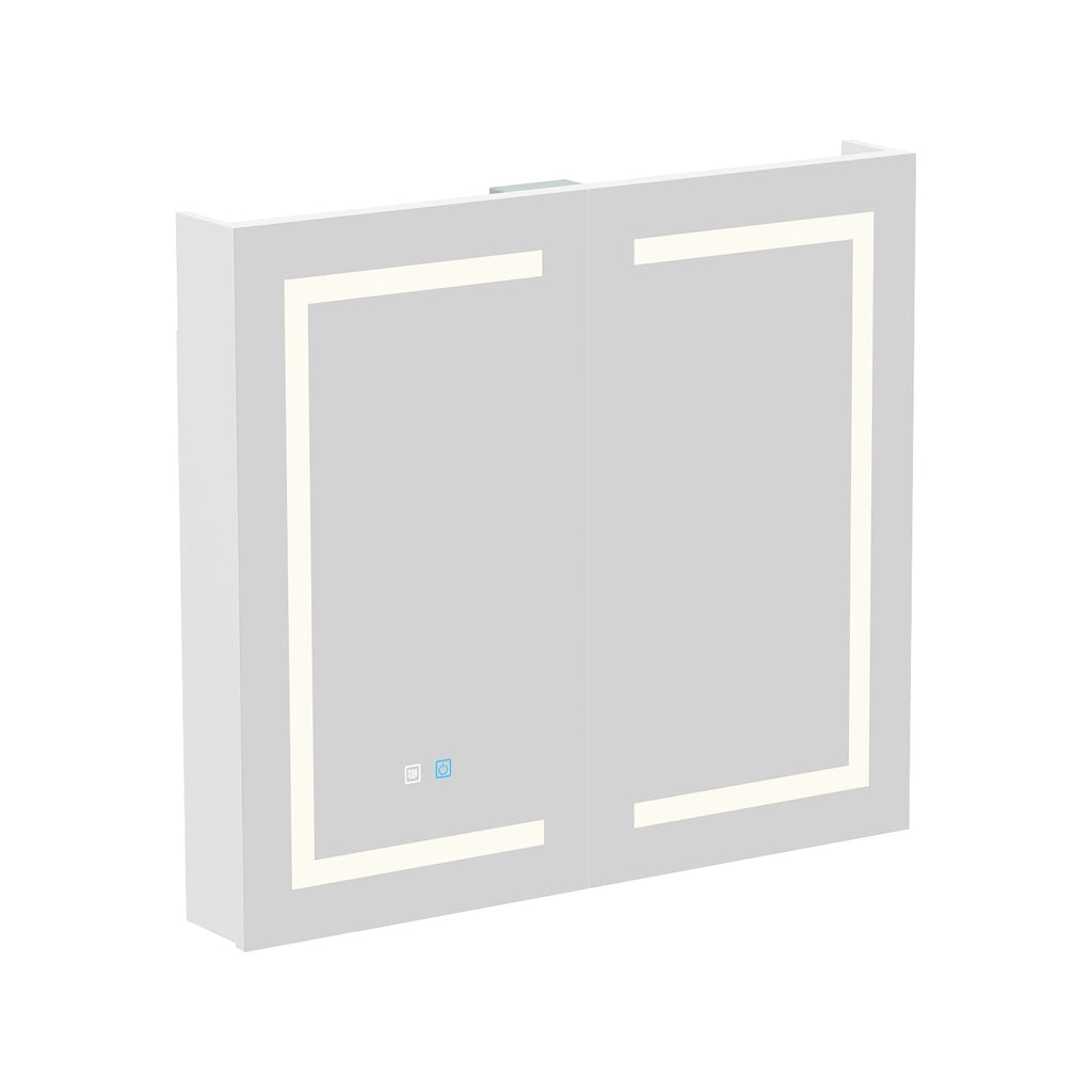 Armoire à pharmacie murale blanche avec miroir LED antibuée 6000K