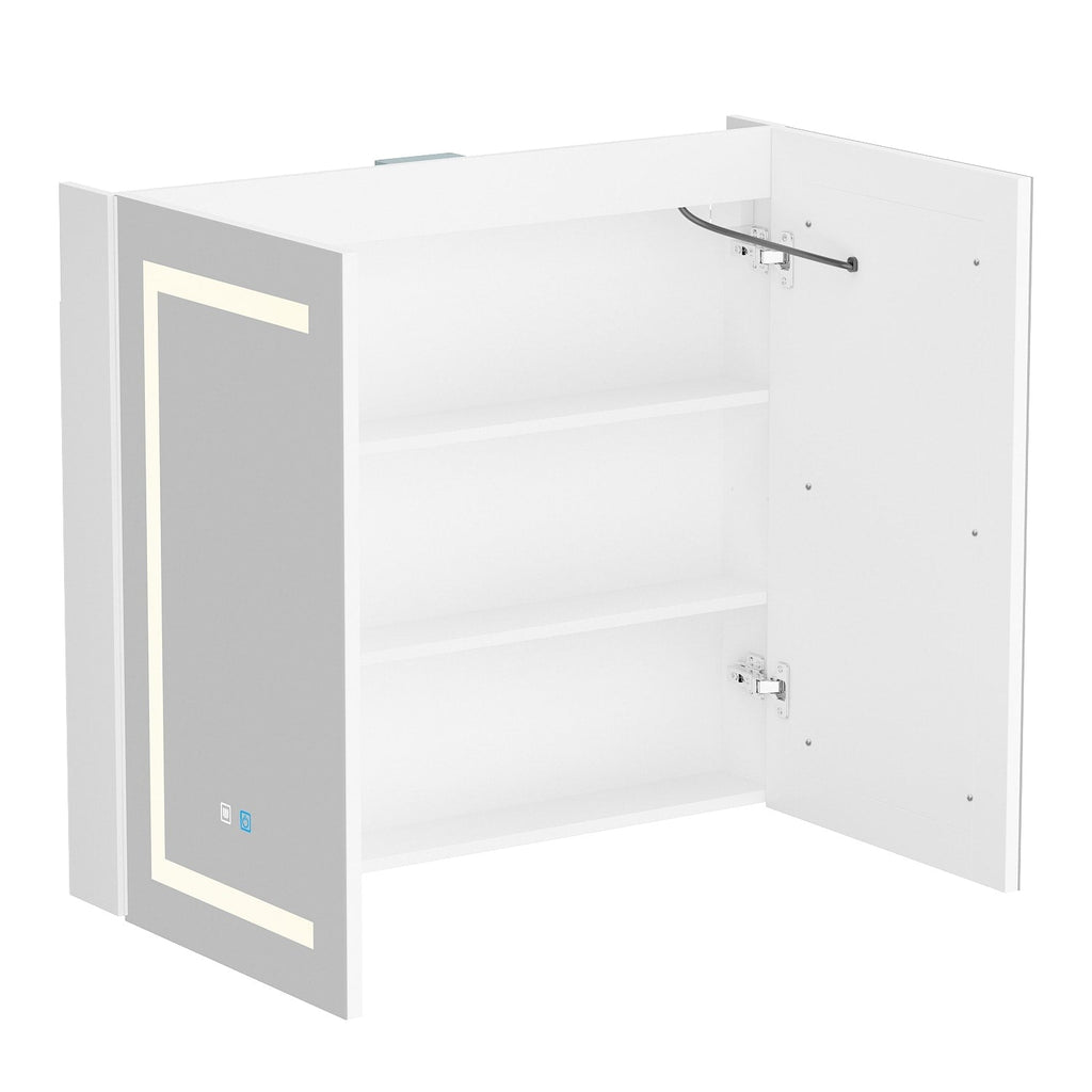 Armoire à pharmacie murale blanche avec miroir LED antibuée 6000K