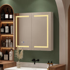 Armoire à pharmacie murale blanche avec miroir LED antibuée 6000K