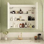 Armoire à pharmacie murale blanche avec miroir LED antibuée 6000K