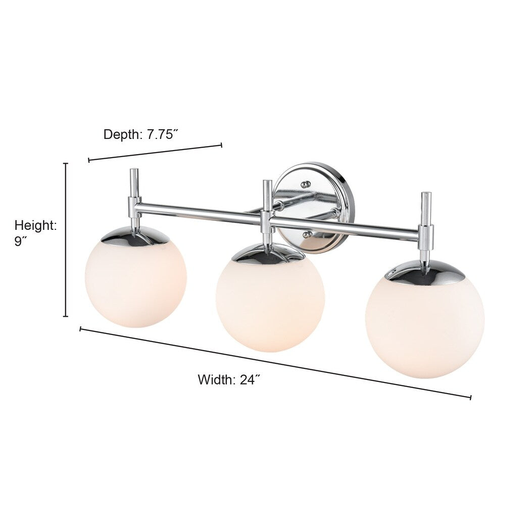 Applique murale de salle de bain à 3 lumières 929 Lighting, disponible en plusieurs finitions avec abat-jour en verre opale