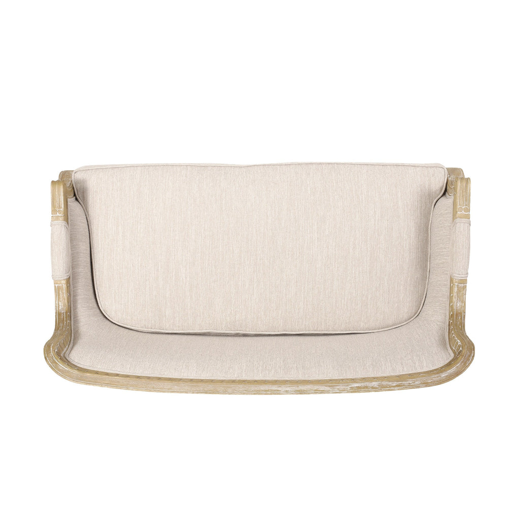 Canapé deux places en bois beige-brun avec structure en bois d'hévéa