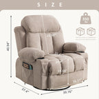 Fauteuil inclinable pivotant beige avec massage, chauffage et chargement USB