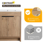 Meuble-lavabo Beingnext 24/30/36 avec vasque, meuble-lavabo autoportant avec porte à fermeture douce et étagère réglable