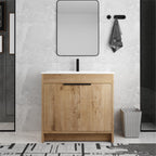 Meuble-lavabo Beingnext 24/30/36 avec vasque, meuble-lavabo autoportant avec porte à fermeture douce et étagère réglable