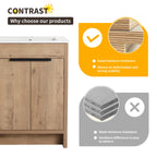 Meuble-lavabo Beingnext 24/30/36 avec vasque, meuble-lavabo autoportant avec porte à fermeture douce et étagère réglable