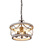 Lustre rustique Bella Depot à 5 lumières en bois avec cage, éclairage à intensité variable, suspension de style ferme réglable de 15,7 pouces pour îlot de cuisine
