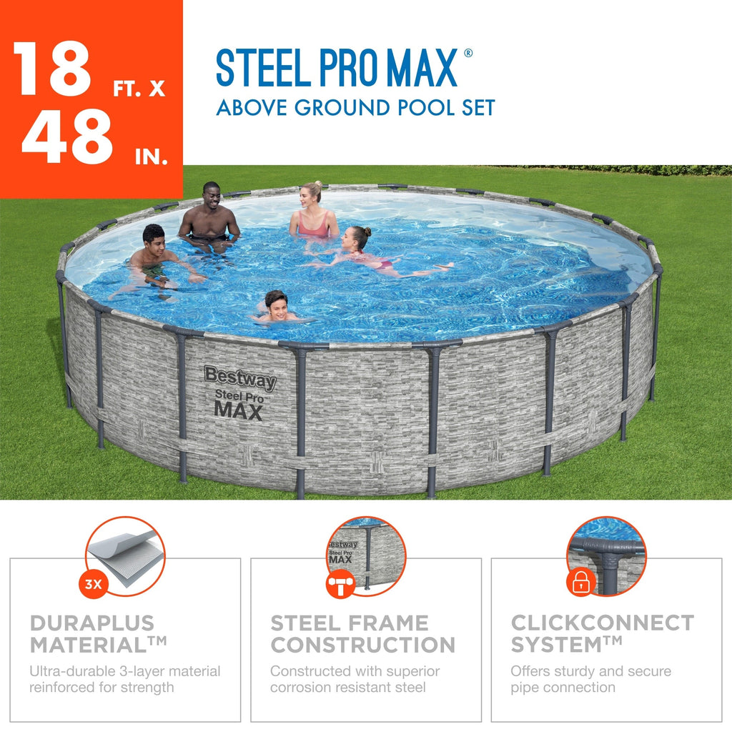 Piscine hors sol ronde Bestway Steel Pro MAX avec pompe et couverture