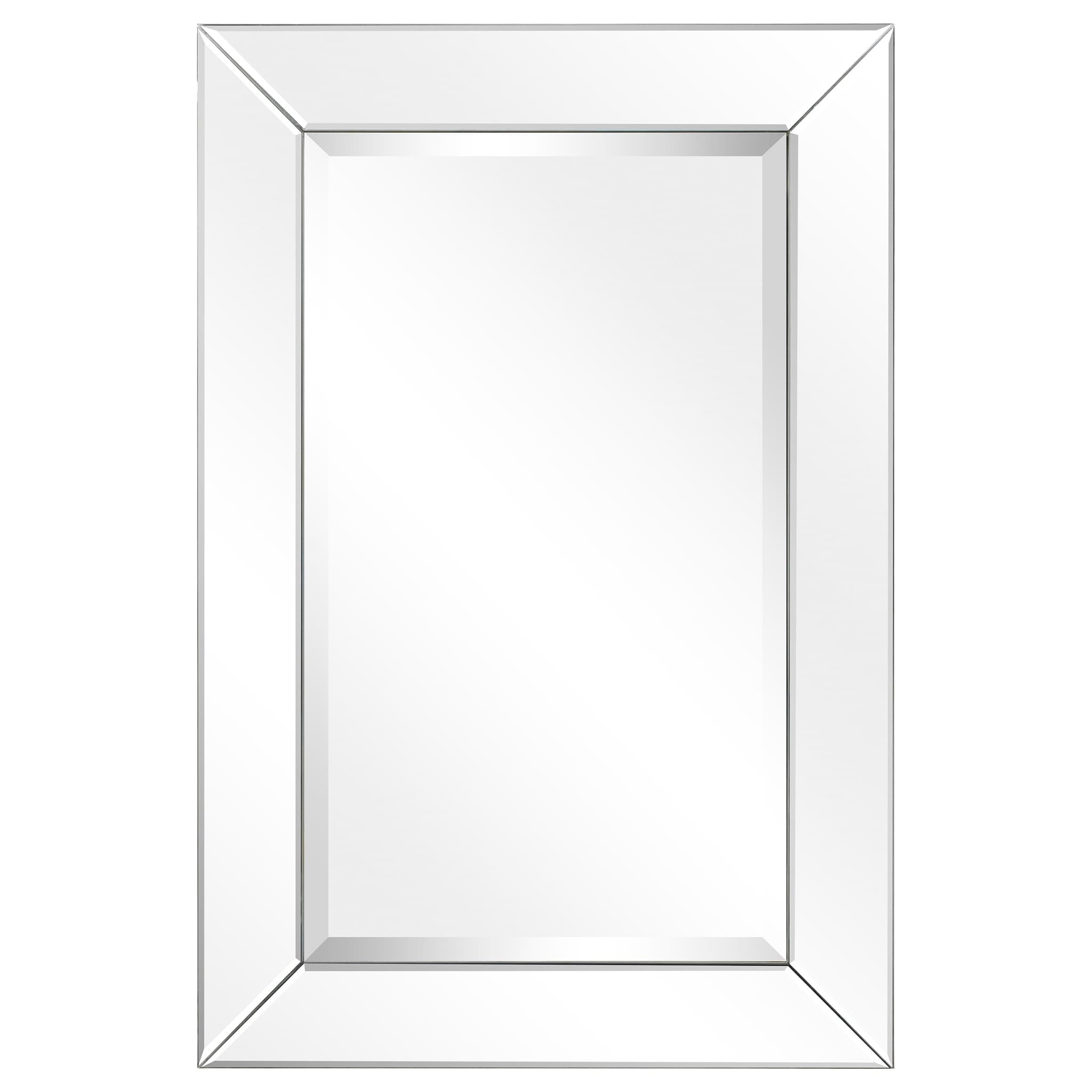 Miroir mural rectangulaire biseauté transparent HD pour salle de bain, coiffeuse, chambre, 3 tailles