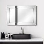 Miroir mural rectangulaire biseauté transparent HD pour salle de bain, coiffeuse, chambre, 3 tailles