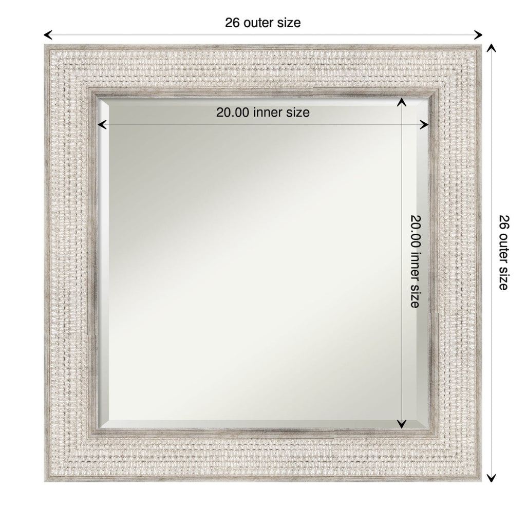 Miroir mural de salle de bain en bois biseauté - Cadre argenté à motif treillis - Argent treillis