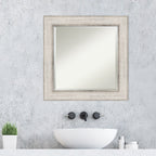 Miroir mural de salle de bain en bois biseauté - Cadre argenté à motif treillis - Argent treillis