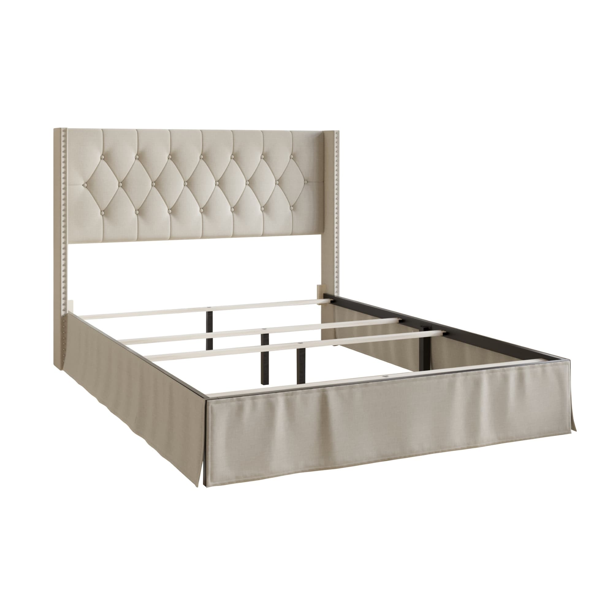 Lit Billy à panneaux rembourrés avec 2 tables de chevet