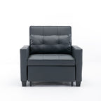 Canapé-lit convertible en similicuir noir avec ports USB