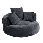 Pouf poire géant noir surdimensionné en chenille de 42,52 pouces avec trois coussins pour chambre à coucher