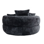 Pouf poire géant noir surdimensionné en chenille de 42,52 pouces avec trois coussins pour chambre à coucher