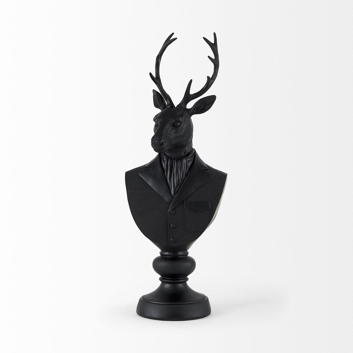 Buste de cerf en résine noire, sculpté - 15 cm (L) x 20 cm (P) x 58 cm (H)