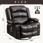 Fauteuil inclinable pivotant noir avec chauffage, massage et ports USB