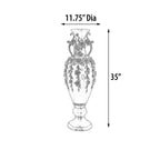 Vase fleuri noir et argent orné de pierres précieuses, 89 cm de haut