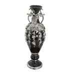 Vase fleuri noir et argent orné de pierres précieuses, 89 cm de haut