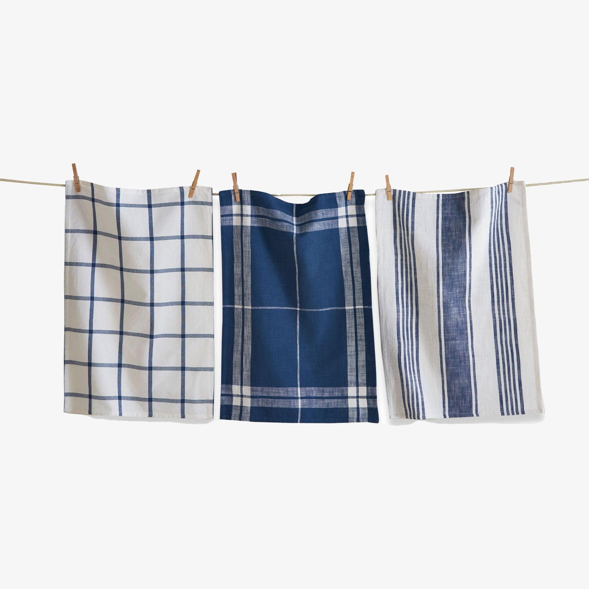 Torchons de cuisine bleus - Lot de trois 