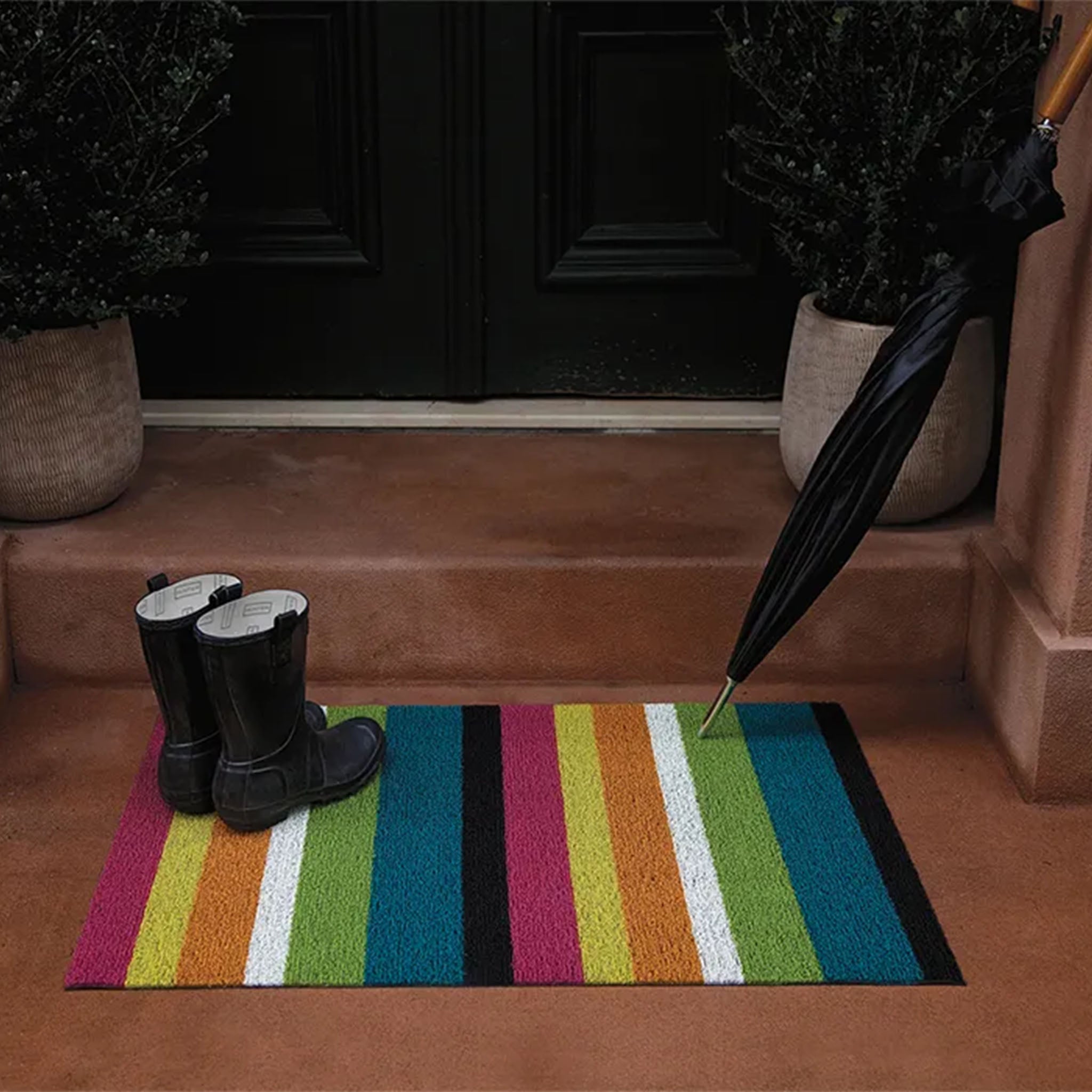 Tapis à poils longs Chilewich à rayures multicolores audacieuses 