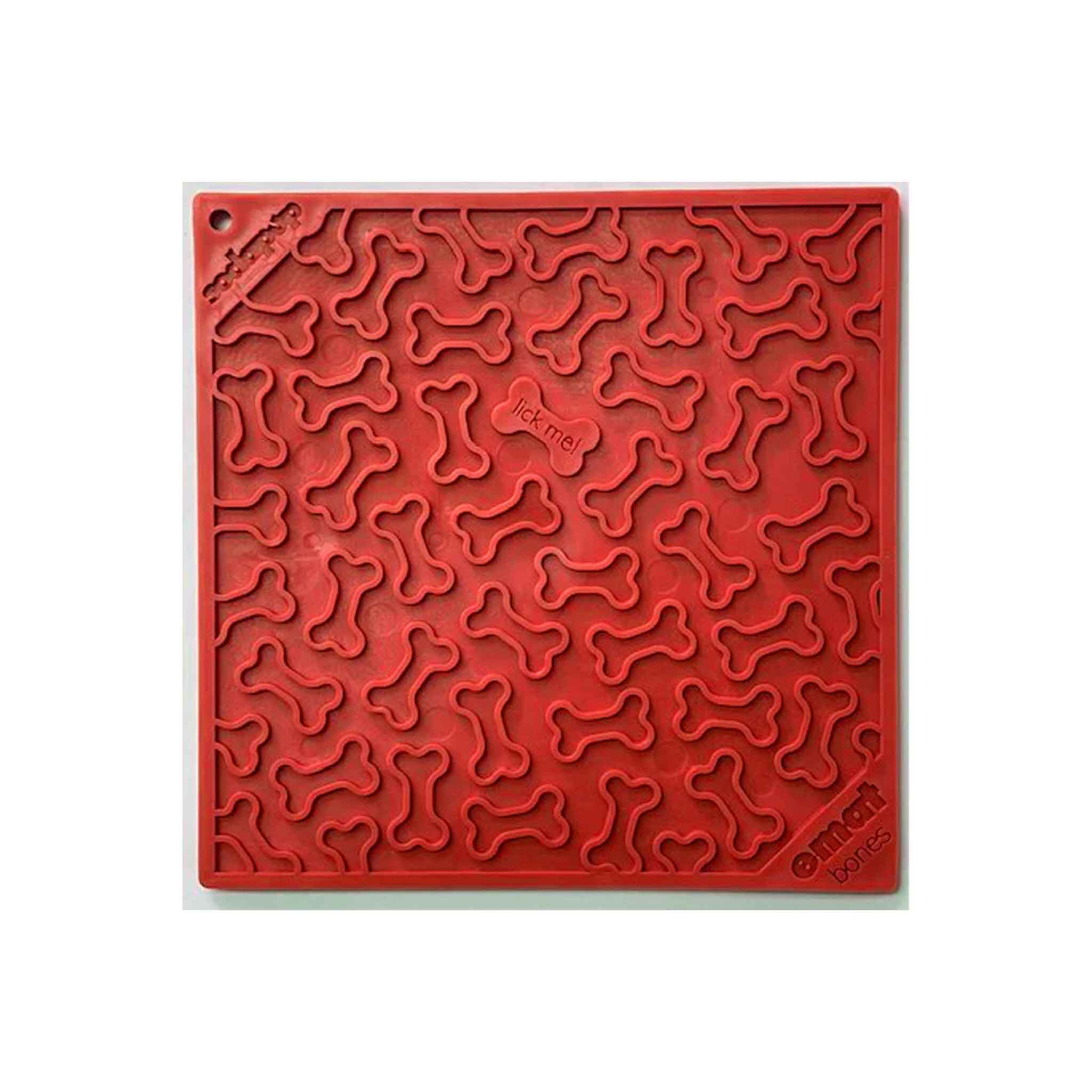 Tapis à lécher Bones Design rouge