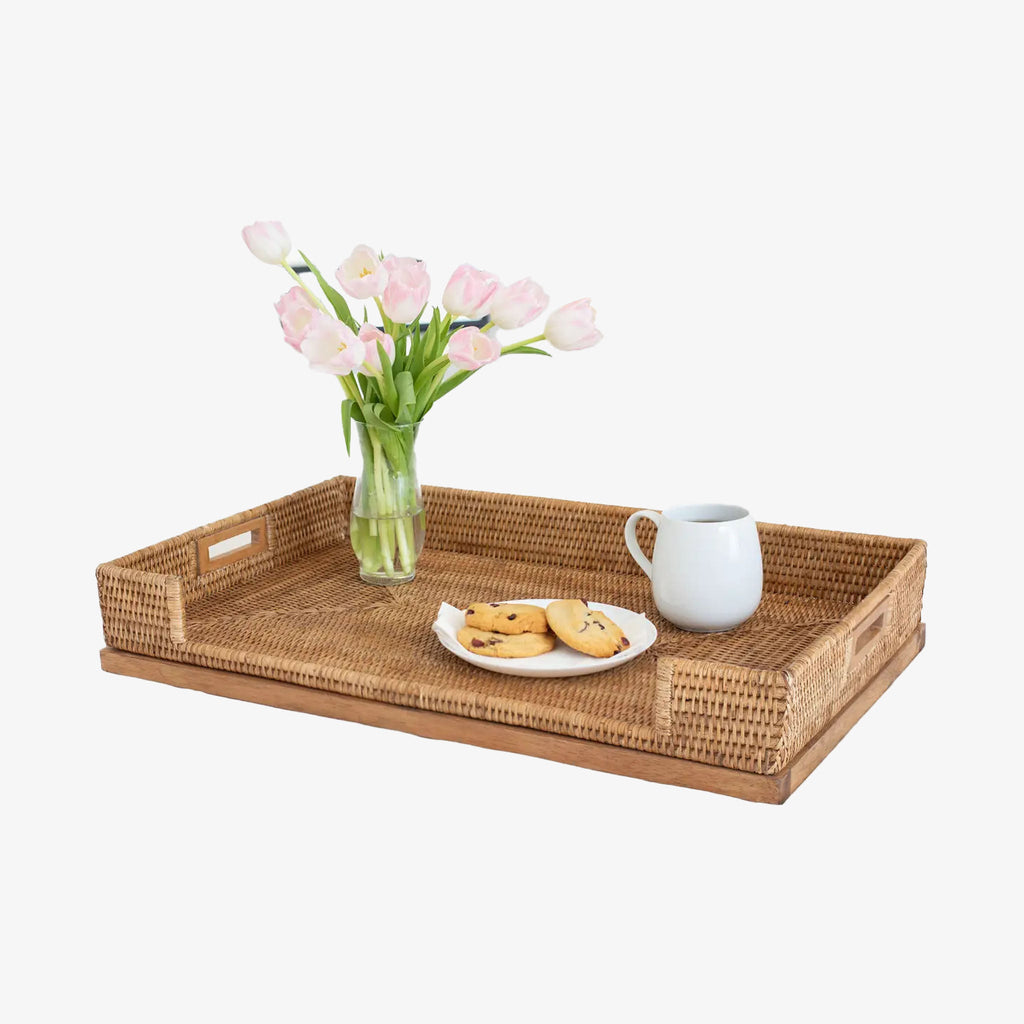 Plateau de petit-déjeuner en rotin