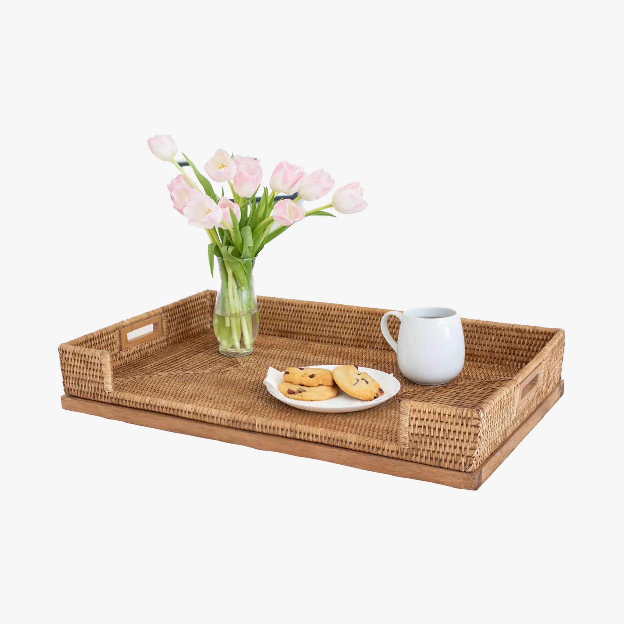 Plateau de petit-déjeuner en rotin