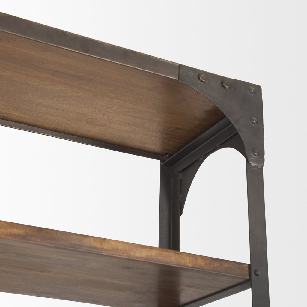 Grande bibliothèque Bennett avec cadre en cuivre 