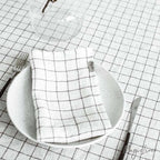 Ensemble de serviettes en lin - Motif quadrillé anthracite