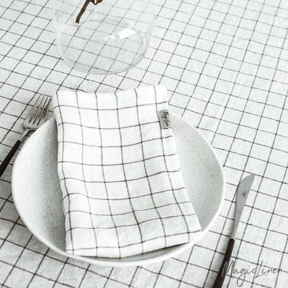 Ensemble de serviettes en lin - Motif quadrillé anthracite