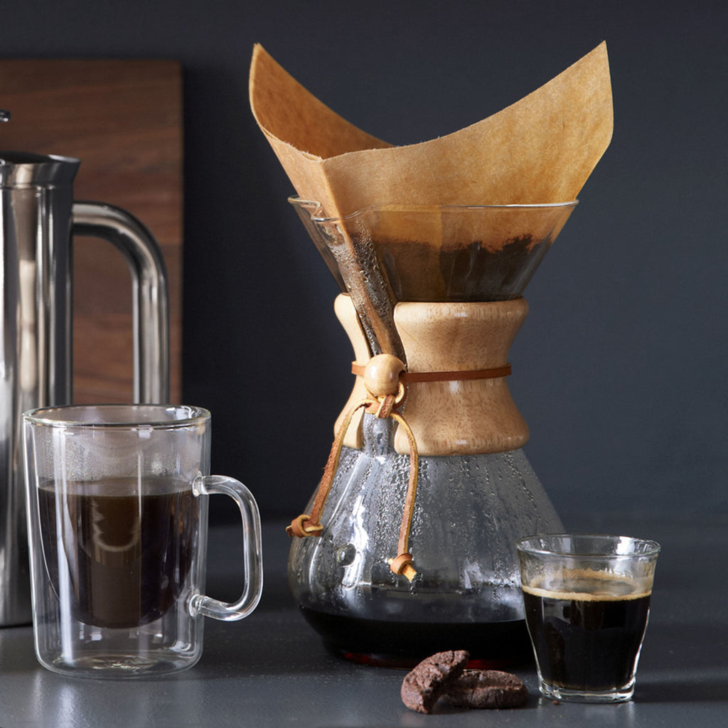 Cafetière Chemex à six tasses en verre avec méthode douce