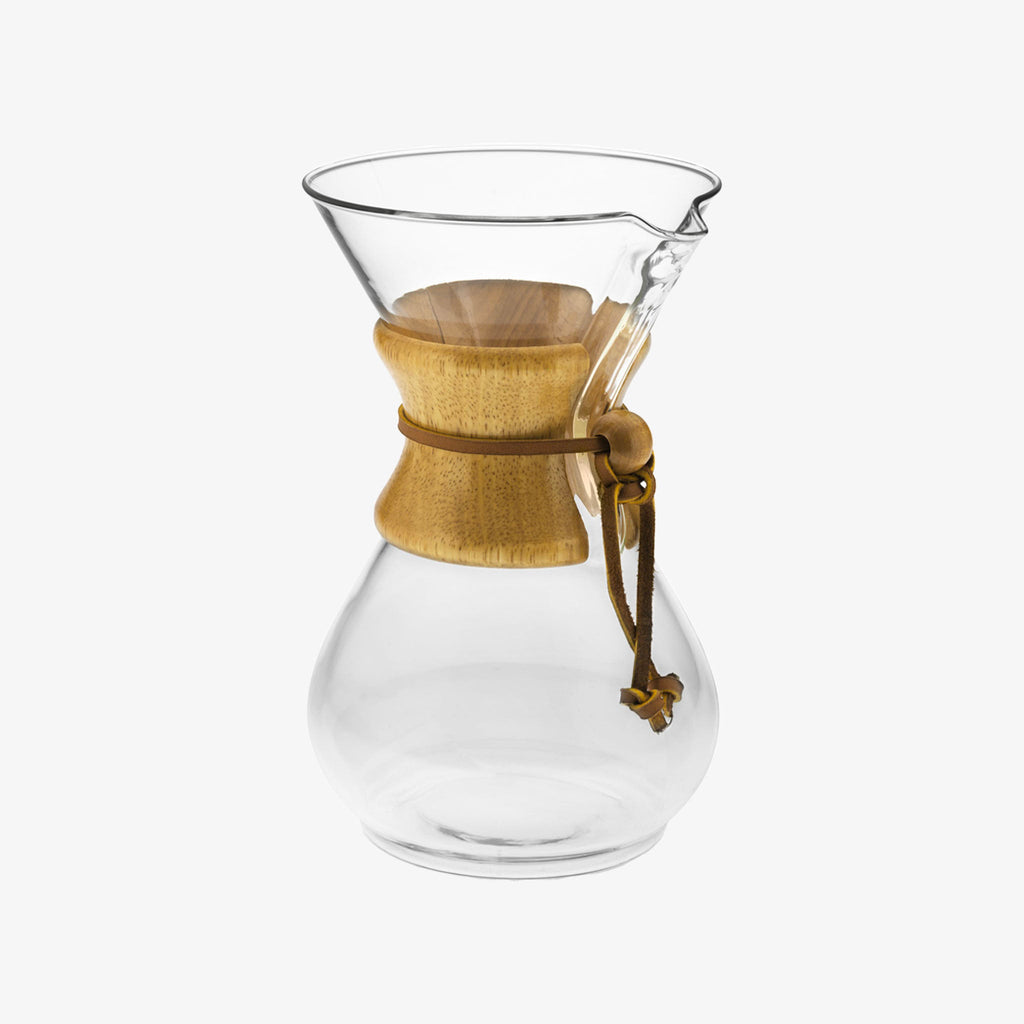 Cafetière Chemex à six tasses en verre avec méthode douce