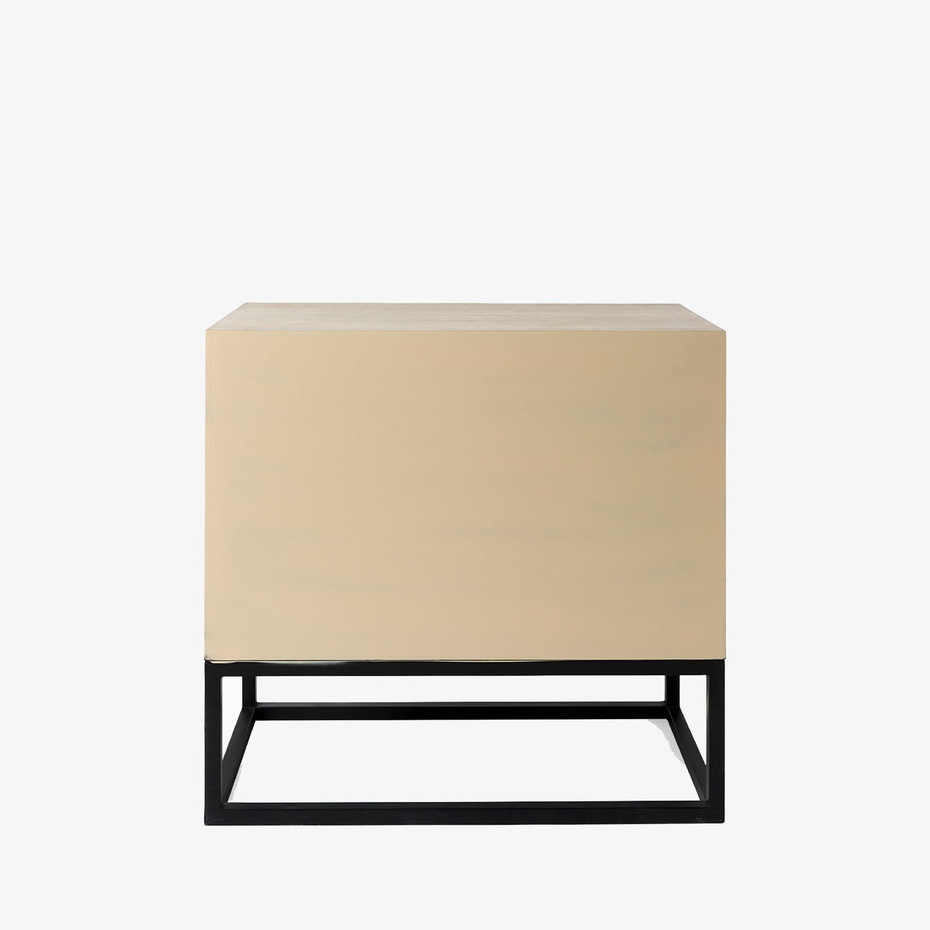 Meuble d'appoint Carina blanchi à la chaux et à cadre métallique