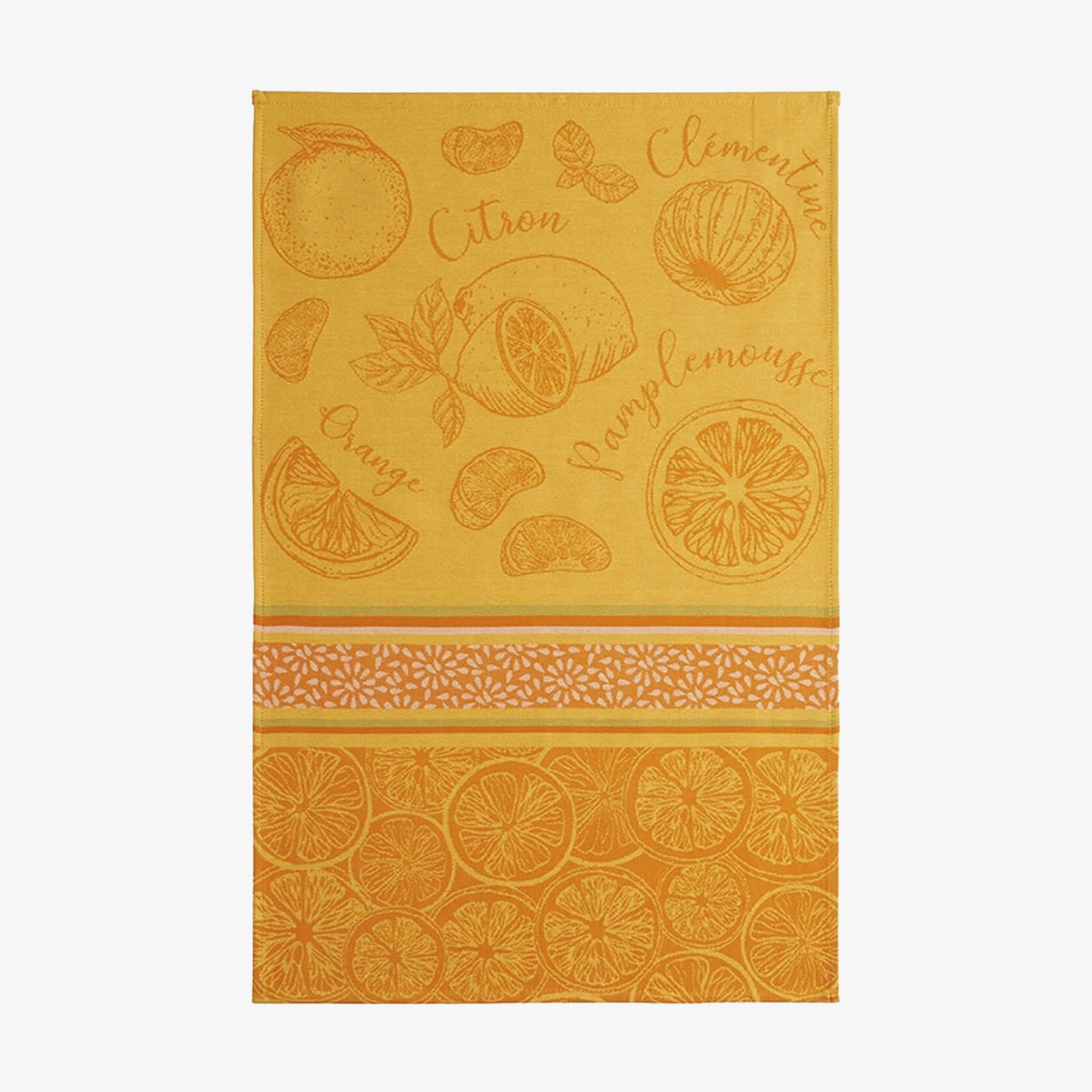 Torchon jacquard français à motif d'agrumes
