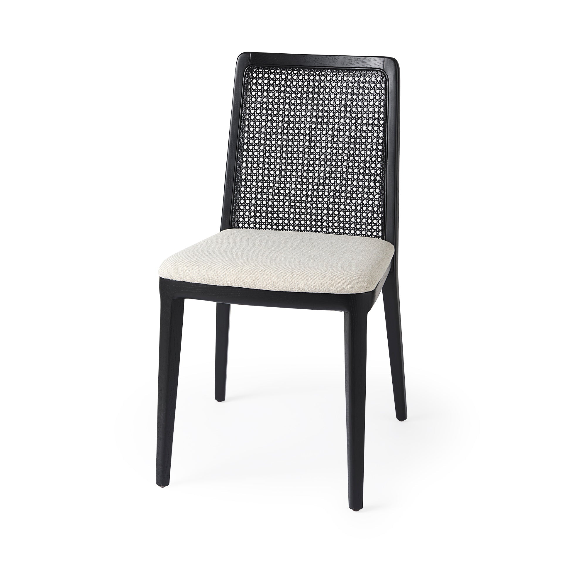 Chaise de salle à manger Amelia en rotin et bois noir (lot de 2)