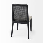 Chaise de salle à manger Amelia en rotin et bois noir (lot de 2)