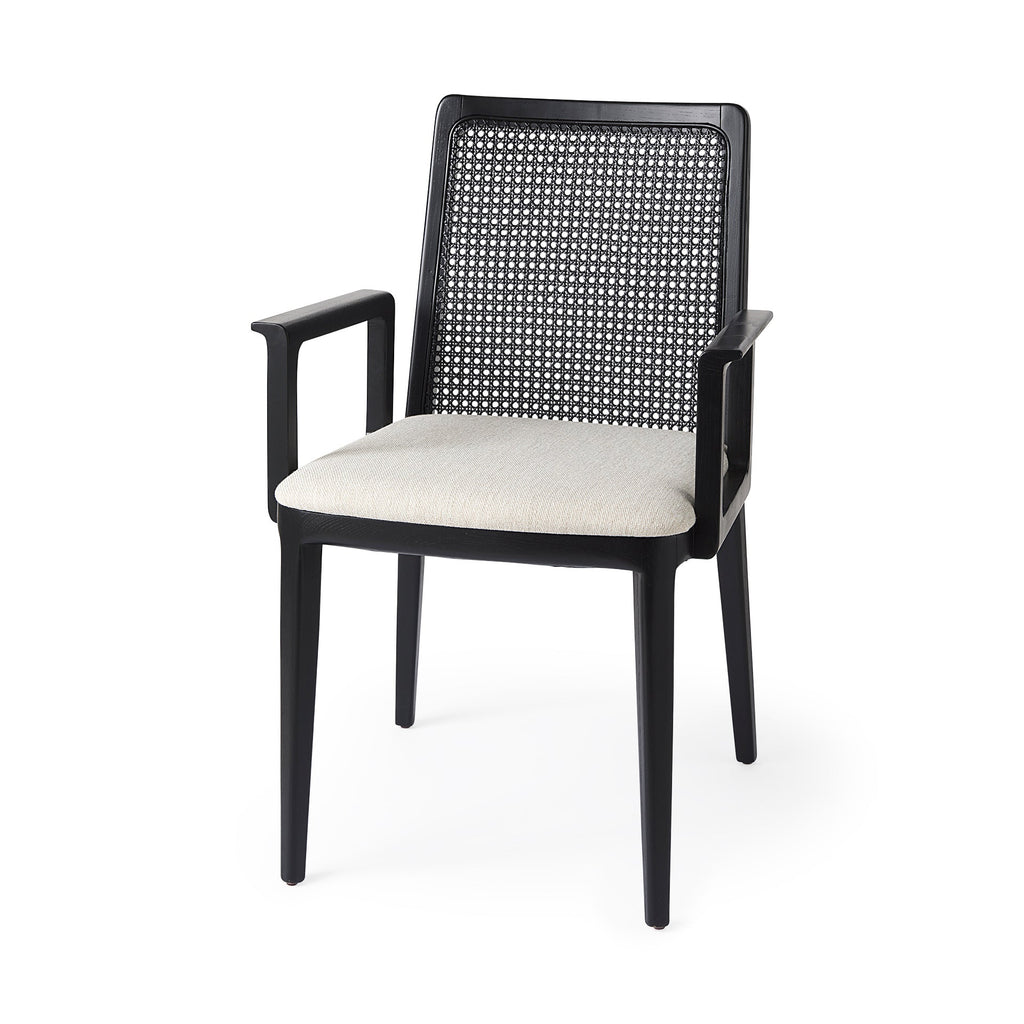 Fauteuil de salle à manger Amelia en rotin et bois noir (lot de 2)