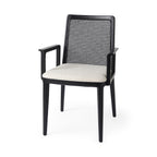 Fauteuil de salle à manger Amelia en rotin et bois noir (lot de 2)