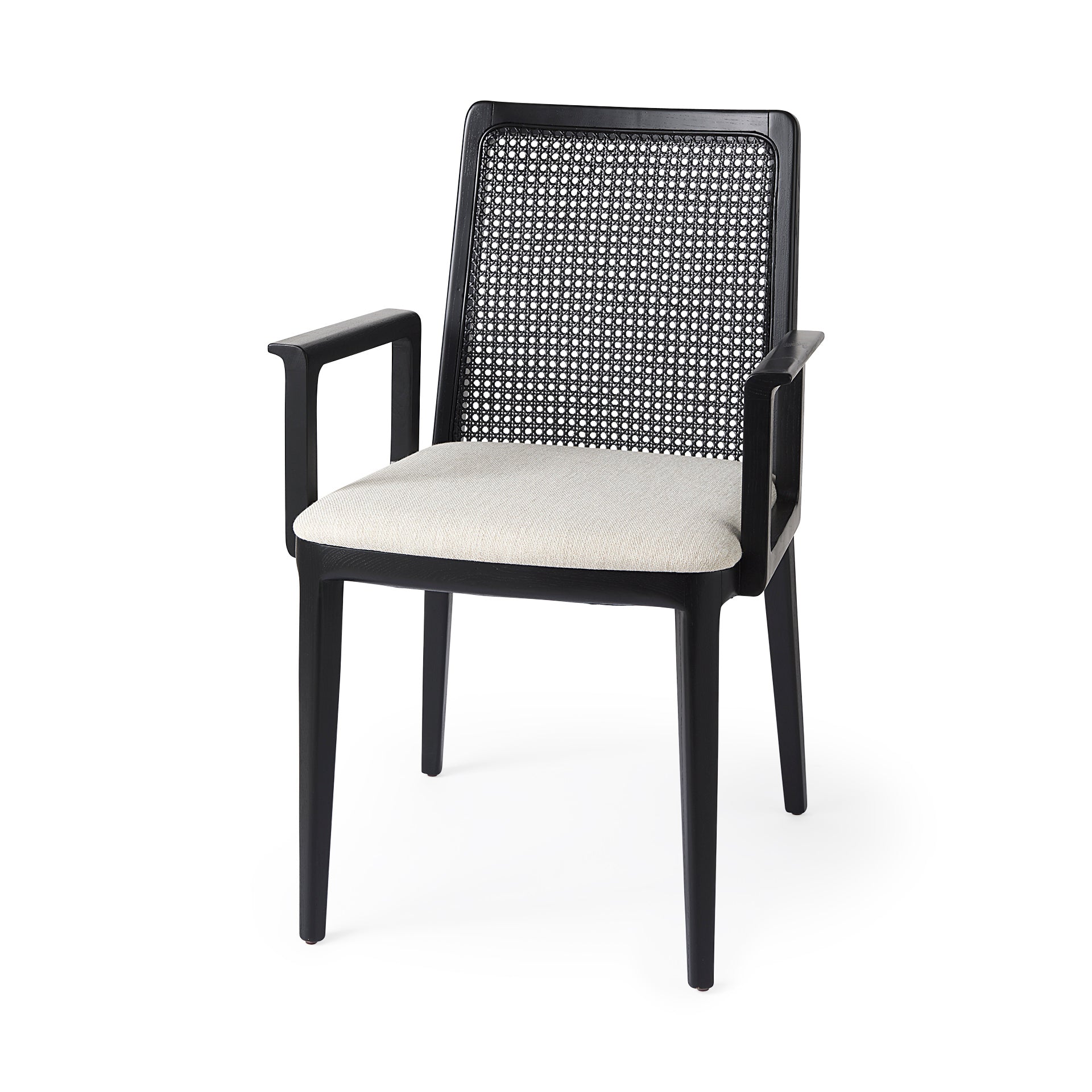 Fauteuil de salle à manger Amelia en rotin et bois noir (lot de 2)