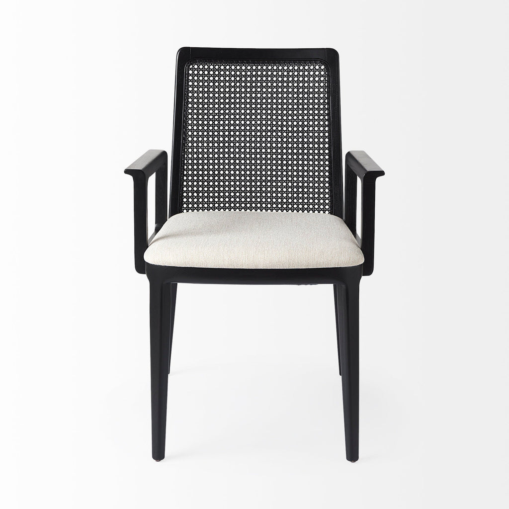 Fauteuil de salle à manger Amelia en rotin et bois noir (lot de 2)