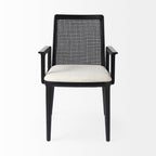 Fauteuil de salle à manger Amelia en rotin et bois noir (lot de 2)