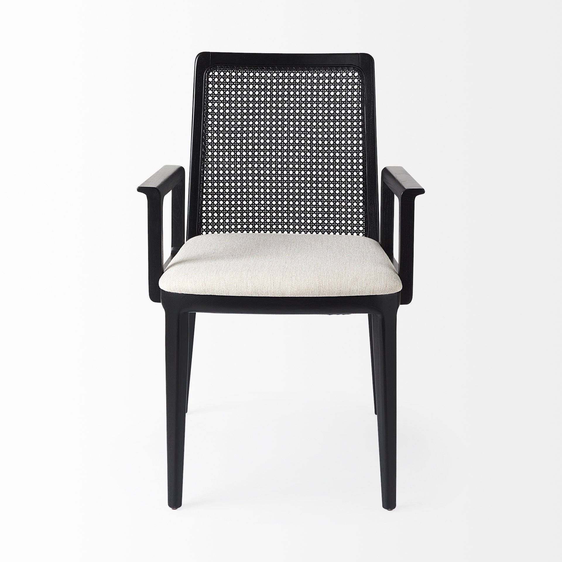 Fauteuil de salle à manger Amelia en rotin et bois noir (lot de 2)